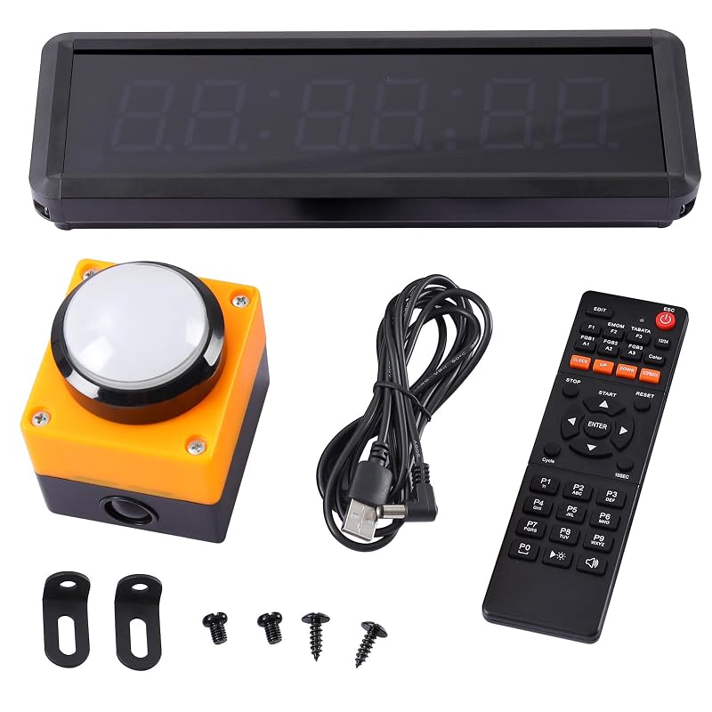 PELLOR Gym Timer with Remote & Push Button for Tabata, EMOM & HIIT