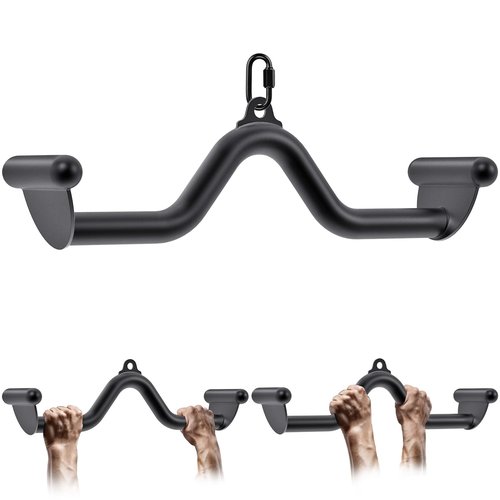 SELEWARE LAT Pulldown Bar for Cable Machine, Heavy-Duty LAT Pulldown Attachments T-bar V-bar Cable Attachment for Home Gym, Ergonomic Back Tricep Bar Strength Training Handle with Multiple Grip, 20"