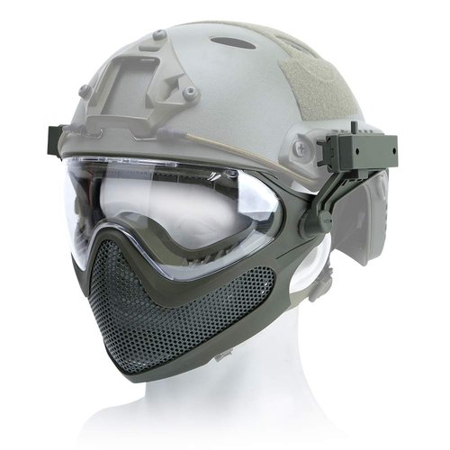 ATAIRSOFT 2 Modes Airsoft Mask Full Face Tactical Safety Protective Mask Anti-Fog Goggles Set with 3 Interchangable Lens (OD Green)