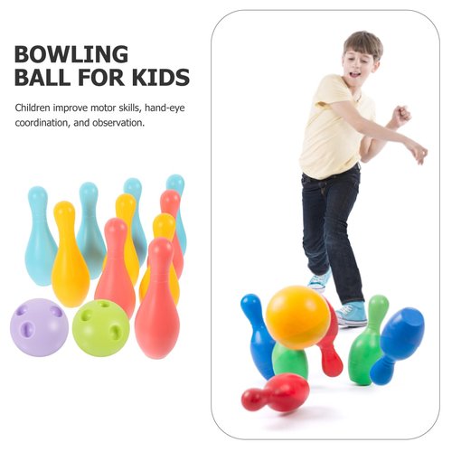 VOSAREA 1Set Plastic Bowling for Indoor Outdoor Recreational Bowling Plaything Fun Bowling Pin and Ball for Parties