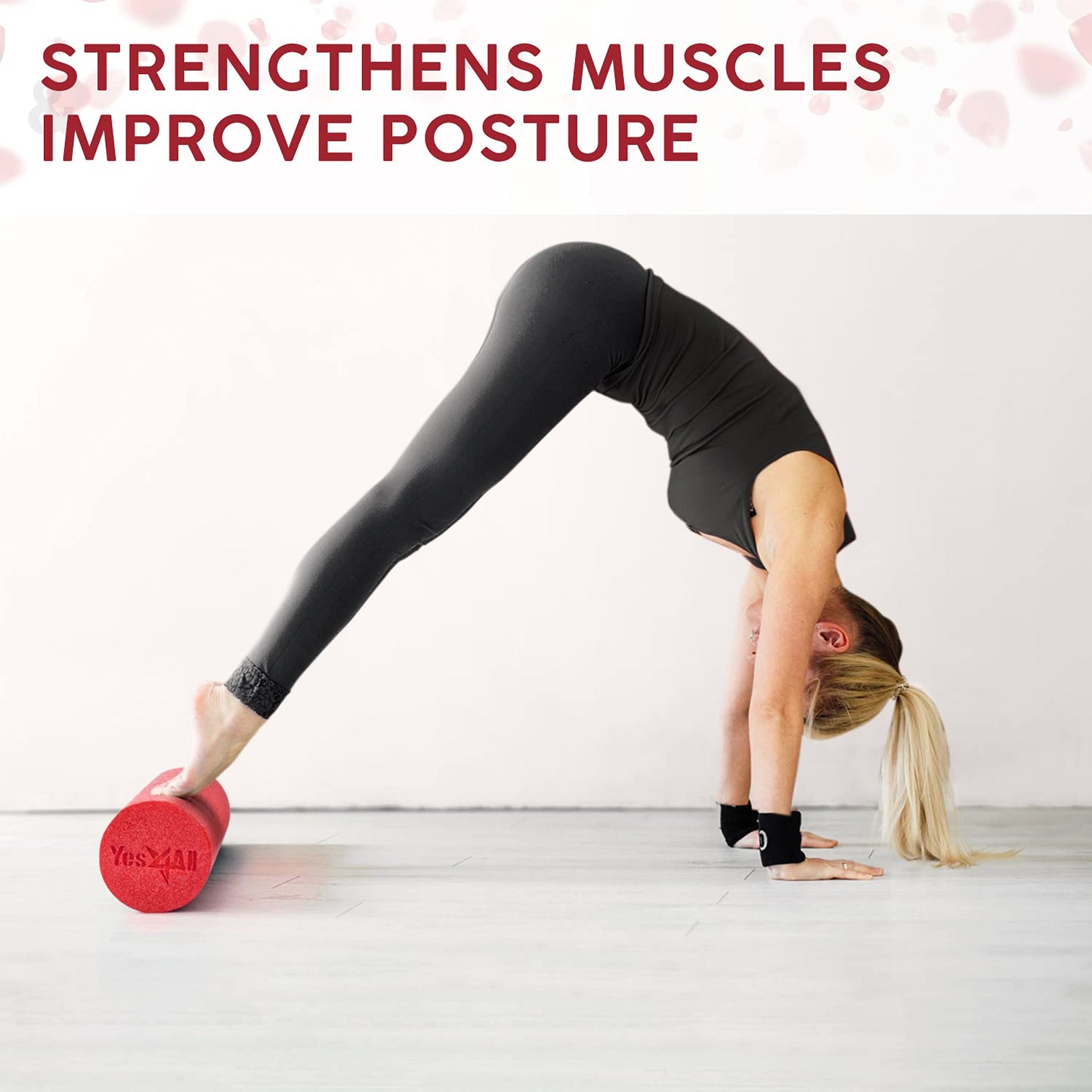 Yes4All Medium Firm Round PE Foam Roller 12, 18, 24, 36 Inches for Pilates, Yoga, Stretching, Balance & Core Exercises