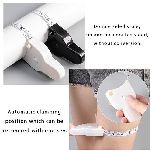 OULIGET Portable Retractable Body Measuring Tape,Self Tightening Body Measuring Tape,Automatic High Precision Double Sided Fitness Retractable Measure Tapes,2 Piece,White and Black