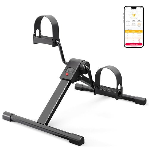 Under Desk Bike Pedal Exerciser, Portable Under Desk Cycle with Adjustable Resistance, Mini Exercise Bike for Arm and Leg Workout, Folding Peddler Machine Bicycle with LCD Monitor & Calorie Tracker