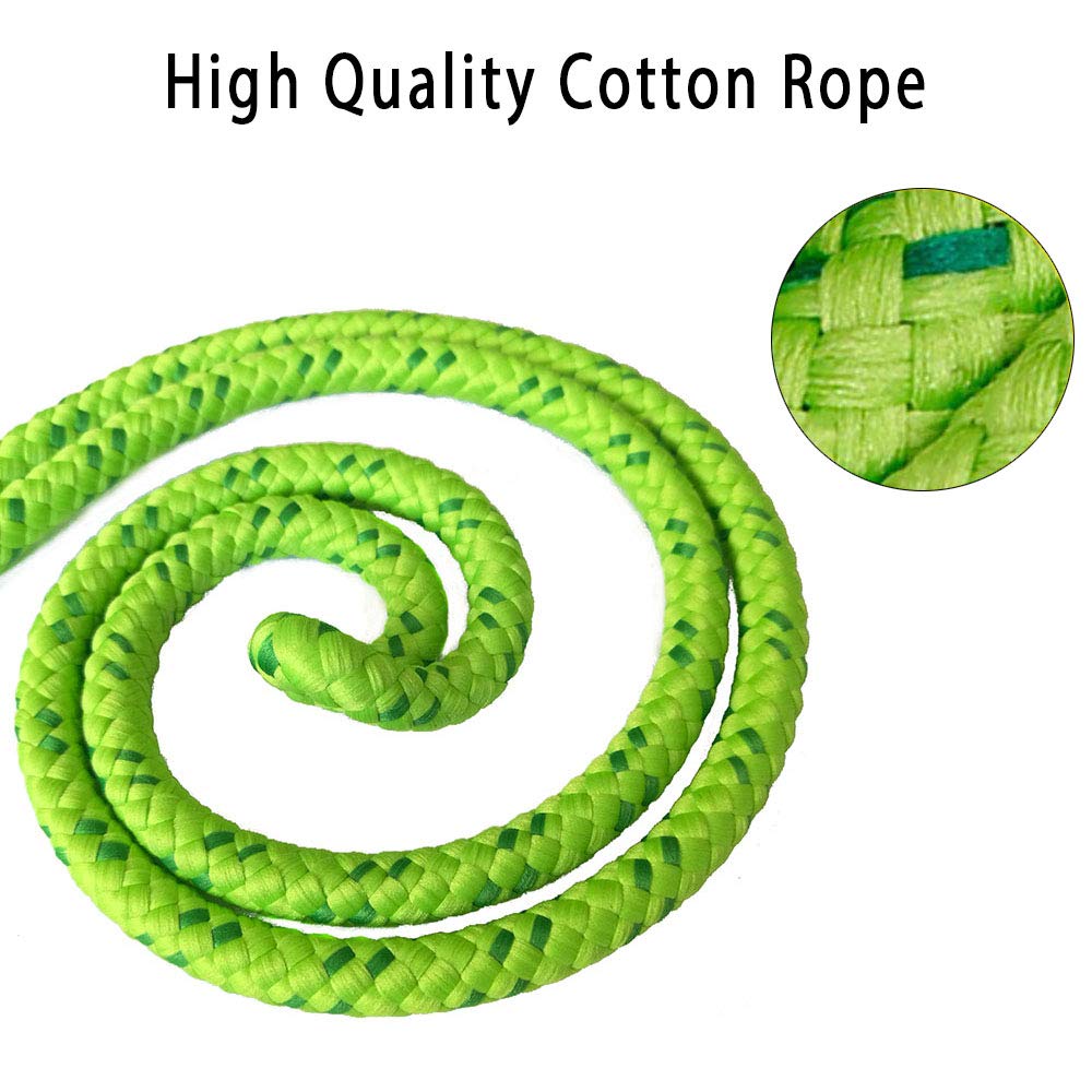 EGOSKY Jump Rope Kids, 7.2ft Children Adjustable Cotton Skipping Rope with Wooden Handle for Boys Girls Fitness Outdoor Activity Green