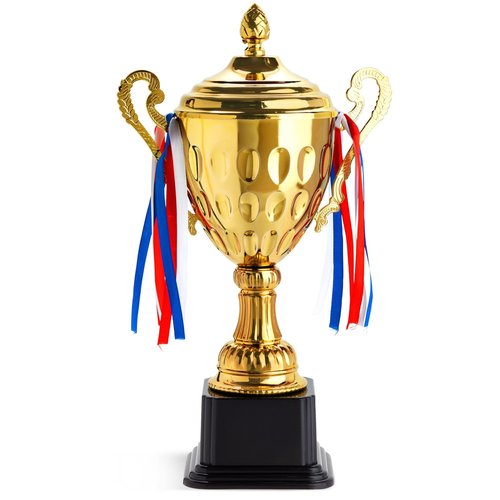 Juvale 16.63 Inch Large Gold 1st Place Championship Trophy Cup - Trophy Award for Football, Soccer and Fantasy Sports Competition