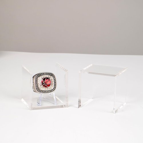 Kcgani Championship Ring Display Case, Clear Tournament Championship Ring Holder Box, Clear Acrylic Display Easel Box and Stand Holderfor Baseball Softball Football Championship Rings Cheer Ring