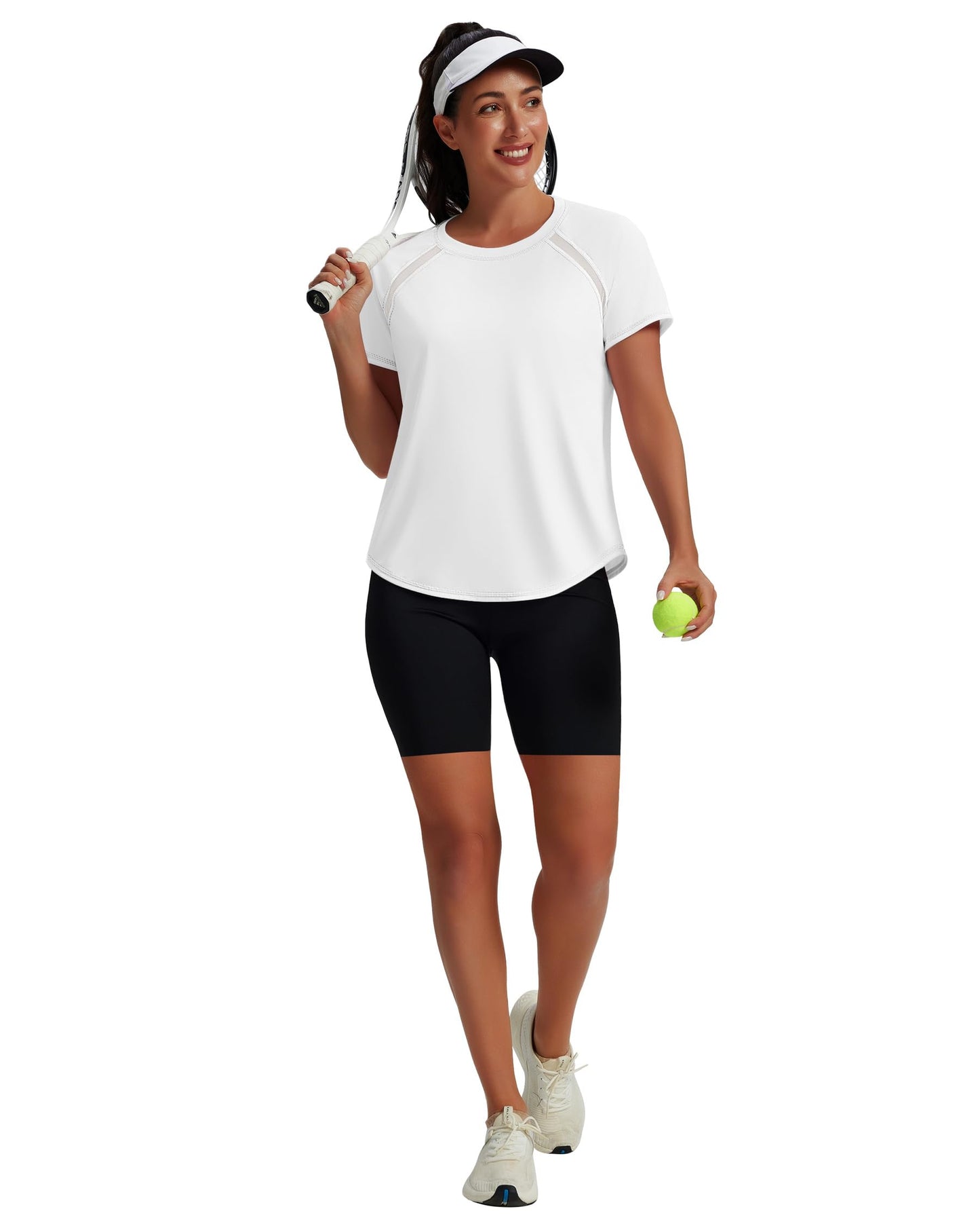 NIASHOT Rash Guard for Women Short Sleeve Uv Protection Shirts Running Moisture Wicking Summer Tops Fitness Yoga Gym Clothes White XL