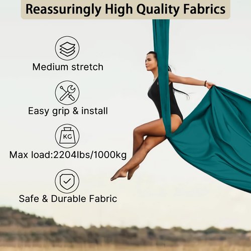 PRIORMAN Aerial Silk (15/25 Yards), Premium Aerial Yoga Silks Fabric Perfect for Indoor/Outdoor Aerial Performances and Training (Only Fabric)(Dark Green, 15 Yards)