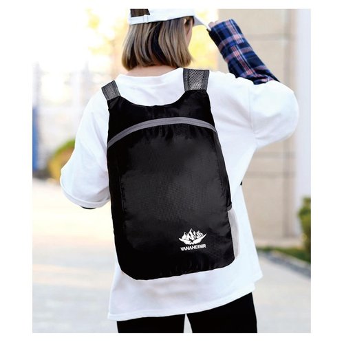 YGFEJSDNSW Foldable Backpack, 20L Lightweight Water Resistant Backpack for Men and Women Sports Camping Walking Biking Bag, Travel Outdoor Hiking Daypack, Black