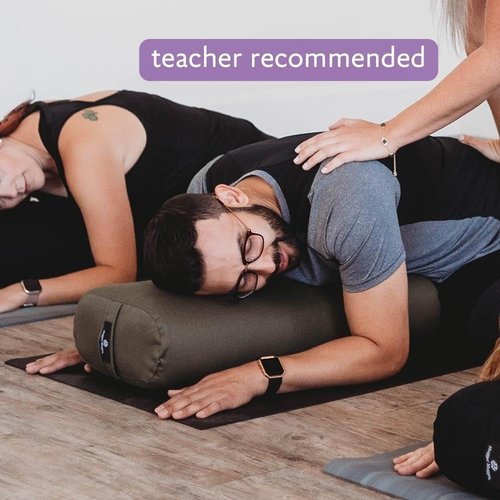 Hugger Mugger Standard Yoga Bolster - Olive - Firm Core with a Soft Surface, Rectangular Shape, Restorative Yoga, Handmade in The USA