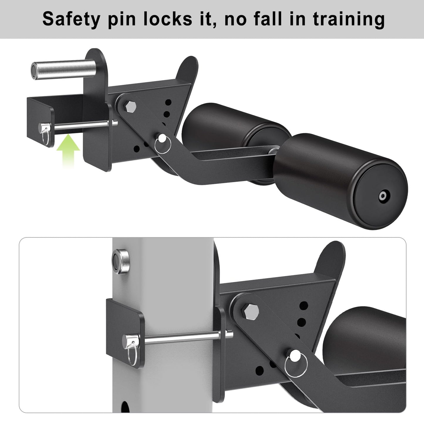 Lifeswell Nordic Hamstring Curl Attachment for 3"x3" Power Rack with 1" or 5/8" Hole, 6 Height Adjustable Leg Hold Down with Leather Surface for Home Gyms