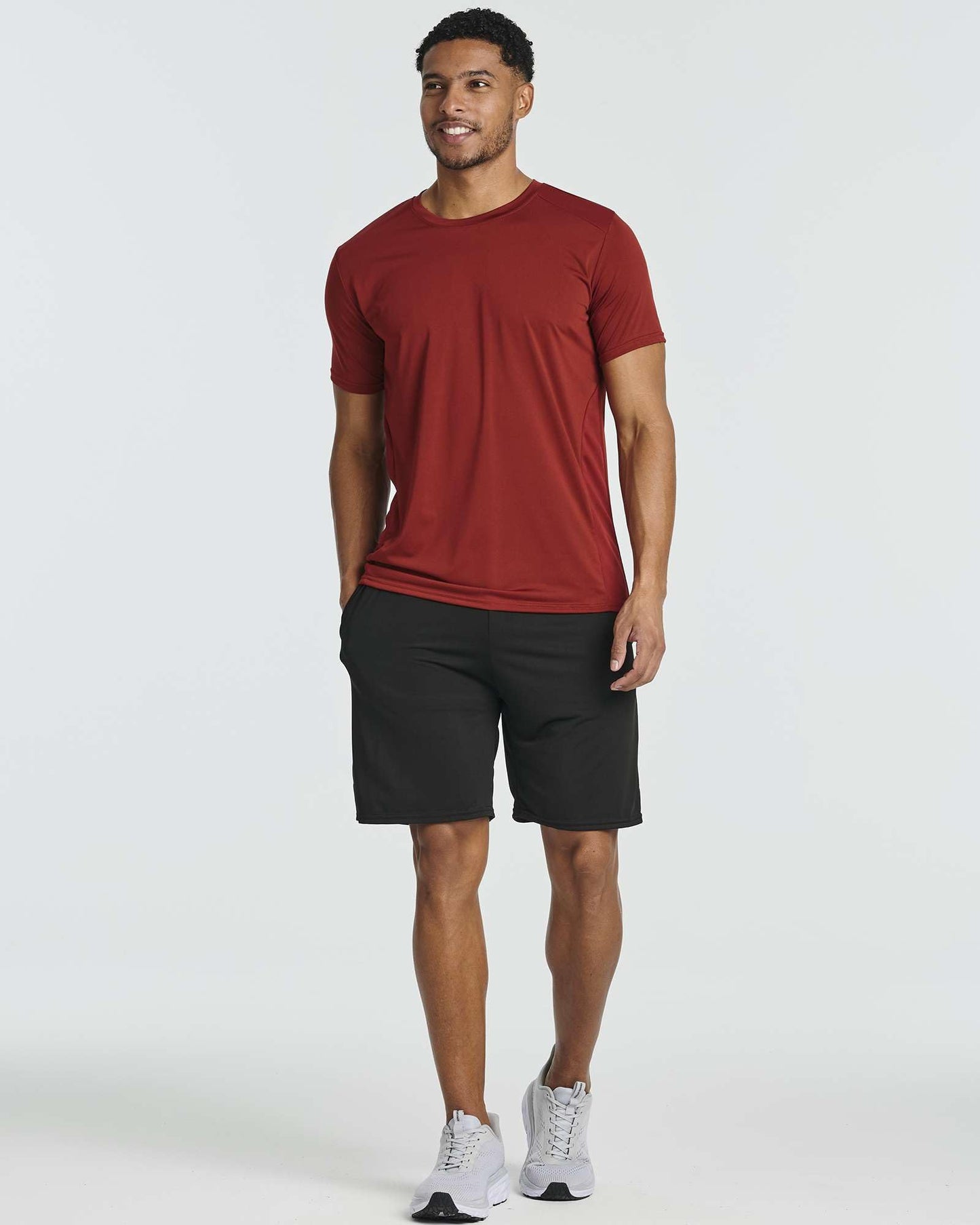 Real Essentials 5 Pack: Men's Dry-Fit Short Sleeve Crew Neck T Shirts Fitness Running Gym Workout Cool Exercise Athletic Tee, Set 18, Small