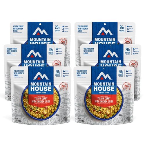 Mountain House Yellow Curry with Chicken & Rice | Freeze-Dried Backpacking & Camping Food | 6-Pack |Gluten-Free