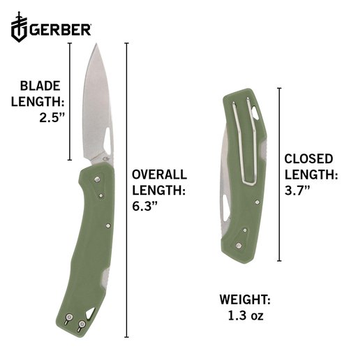 Gerber Gear LST - EDC Pocket Knife - Survival Tactical Tool for Travel, Camping & Outdoor Adventure - Lightweight & Compact Folding Knife - Stainless Steel Blade - Green