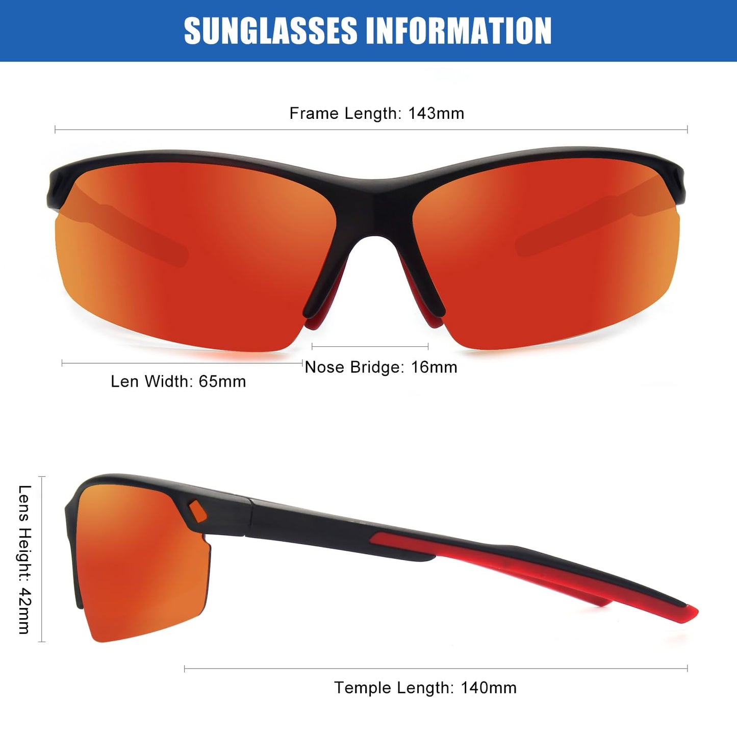 SKYWAY Polarized Sunglasses for Men Women, Wrap Around Sports Sun Glasses Lightweight TR90 Frame UV400 Protection