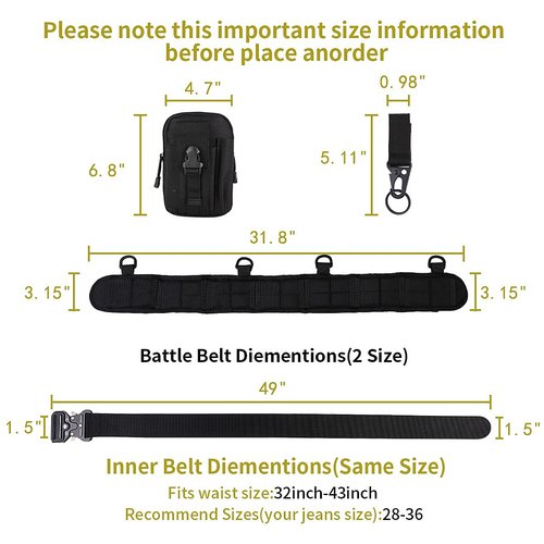 HLYQE Tactical Battle Belt Set War Belt Condor Belt Military Wasit Belt with Mesh and Lining Thickening EVA MOLLE Belt for Shooting War Game Paintball Hunting Sports Outdoor (Army Green)
