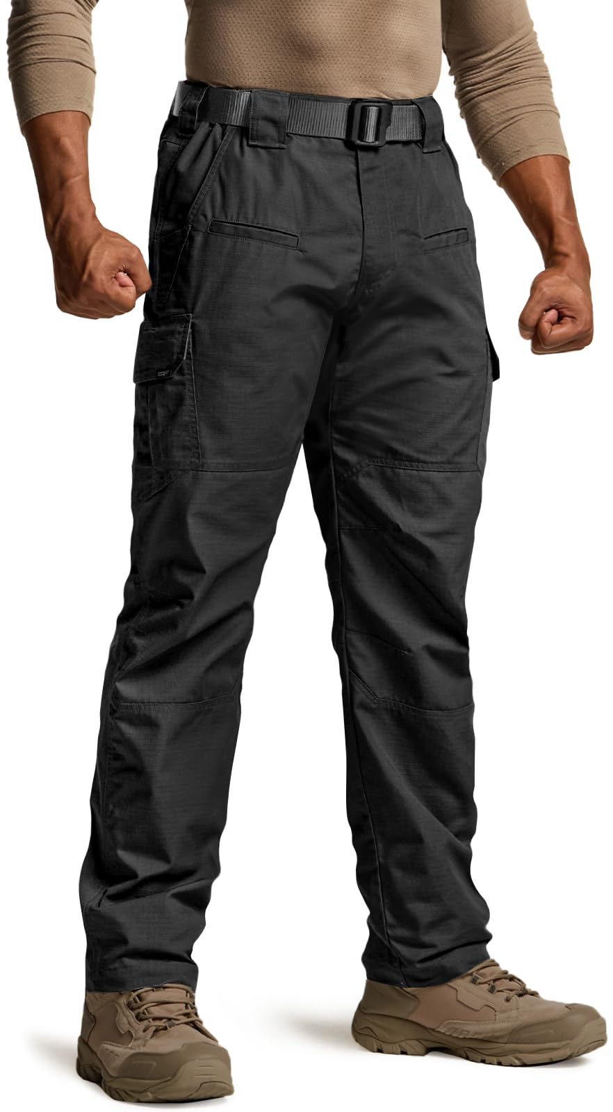 CQR Men's Tactical Pants, Water Resistant Ripstop Cargo Pants, Lightweight EDC Work Hiking Pants, Outdoor Apparel, Raider Black, 36W x 30L
