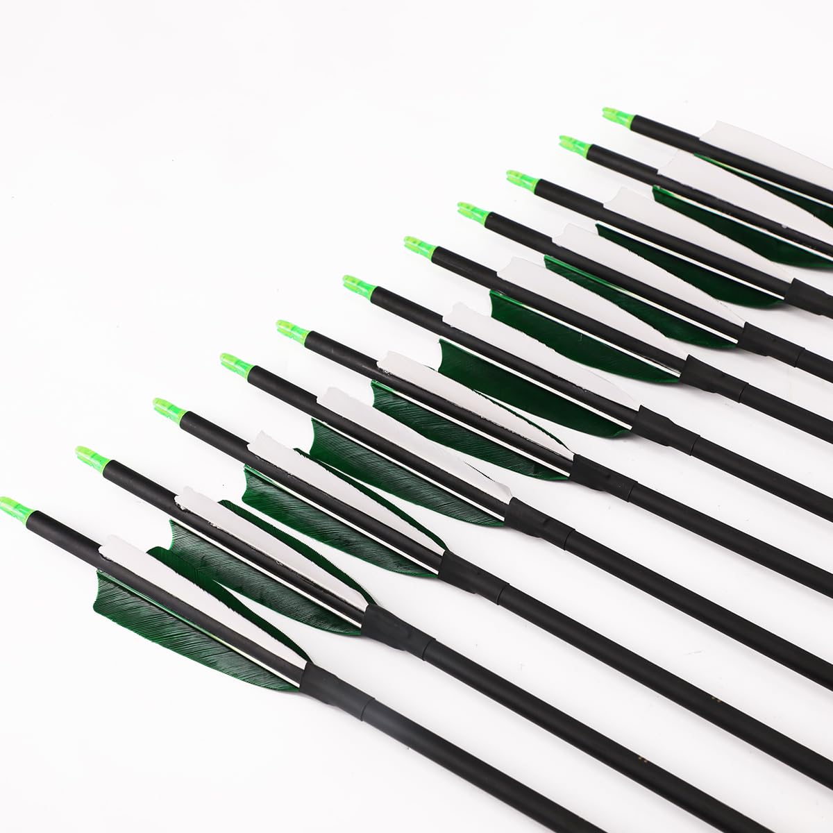 LWANO 30" Carbon Arrows-Archery Target Practice Hunting Arrows with 4" Turkey Feather Spine 500 for Recurve & Long Bow(Pack of 12) (Bule)