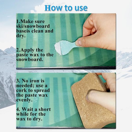 ANDYOUSKI Rub-on Ski Snowboard Wax Kit: 80ml Multi-Temperature Wax, Wax Cork, and Mini Scraper - No Iron Needed