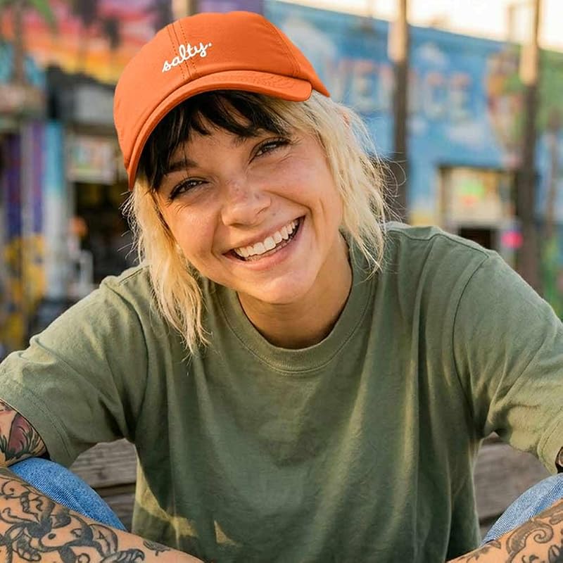 DALIX Salty Embroidered Cotton Baseball Cap - Adjustable One Size, Orange Variation