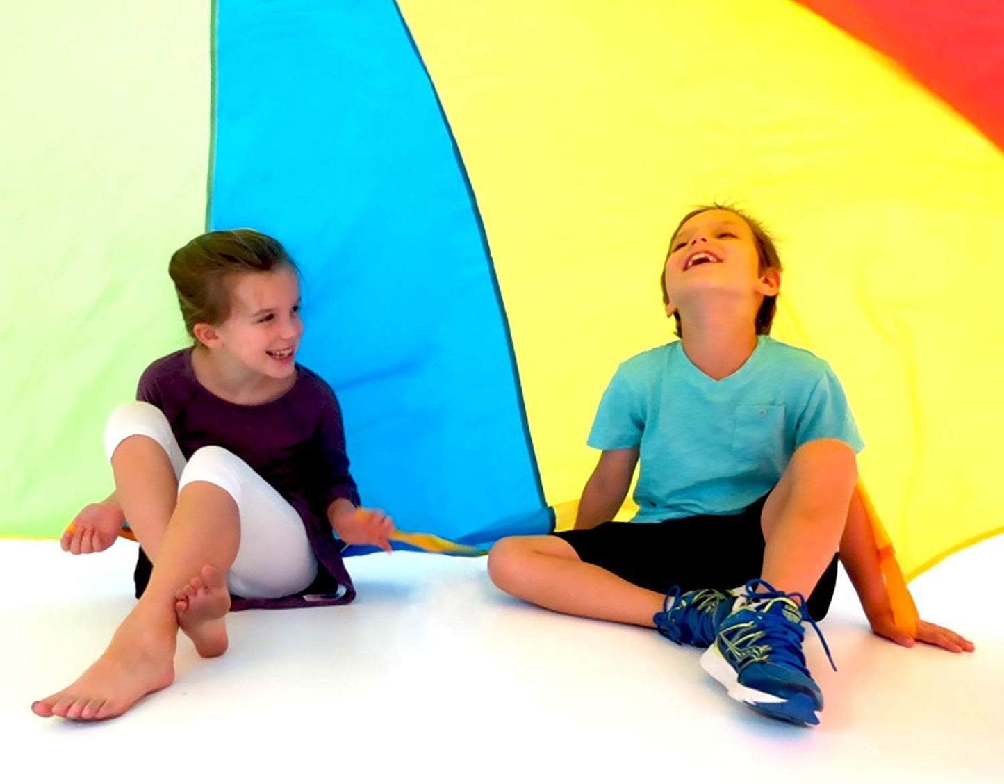 Play Platoon Rainbow Parachute Toy for Kids, 24 ft Play Parachute Game for Kids with 16 Handles, PE Equipment for Elementary School Gym Class, Backyard/Indoor Equipment