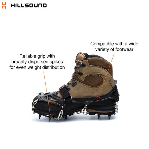 Hillsound Trail Crampon I Ice Cleat Traction System for Beginner & Experienced Winter Trail Hiking, Black, Small