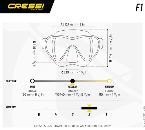 Cressi F1 Snorkeling Mask, Black