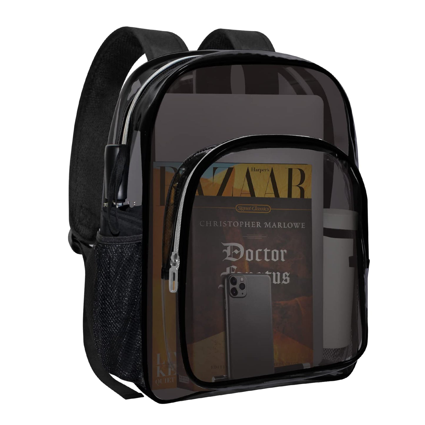 HEEYA Clear Backpack Heavy Duty Transparent Backpack for Security, Sports, Work, Travel, Stadium