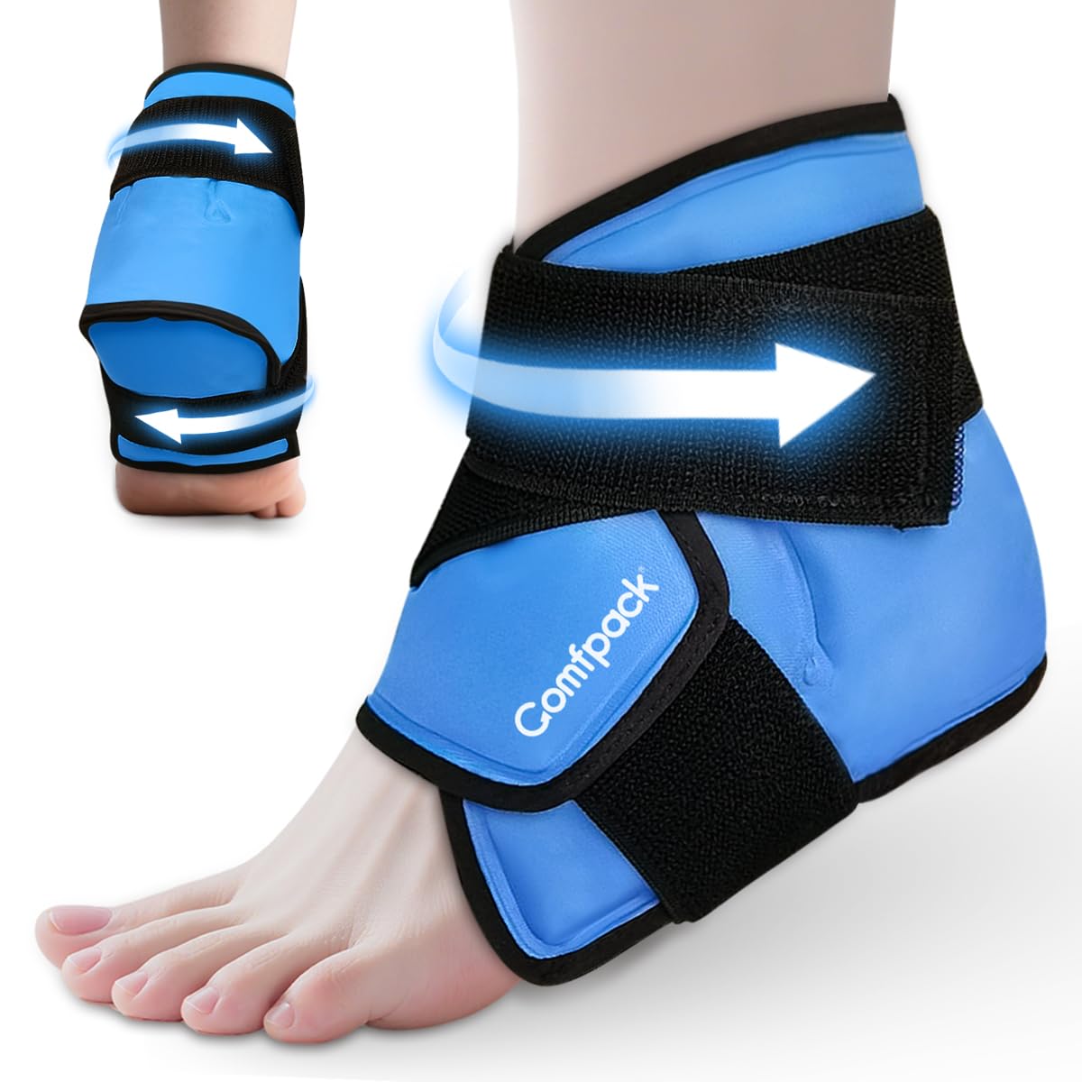 Comfpack Heel Ice Pack Wrap for Plantar Fasciitis Relief, Ankle Ice Pack Wrap for Swelling, FSA Eligible, Ice Pack for Injures Reusable, Gel Cold Pack for Achilles Tendonitis, Ankle Sprain, Heel Pain