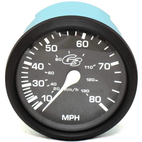 G3 Boat Speedometer Gauge SE9338A | Faria 3 1/4 Inch Black 80 MPH