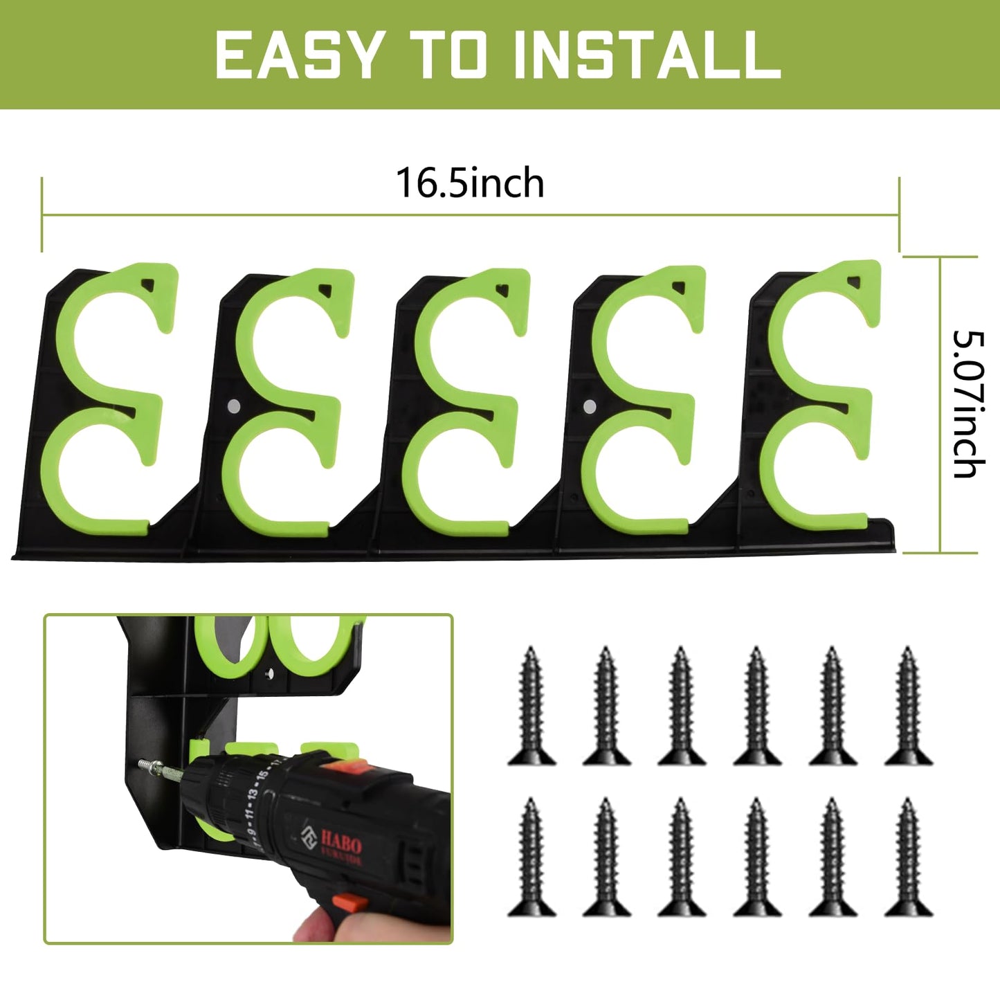 Hikeen Fishing Rod Holders, Fishing Pole Holders for Garage, Wall or Ceiling Mounted Fishing Rod Rack Holds Up to 10 Rods（1 Pack）