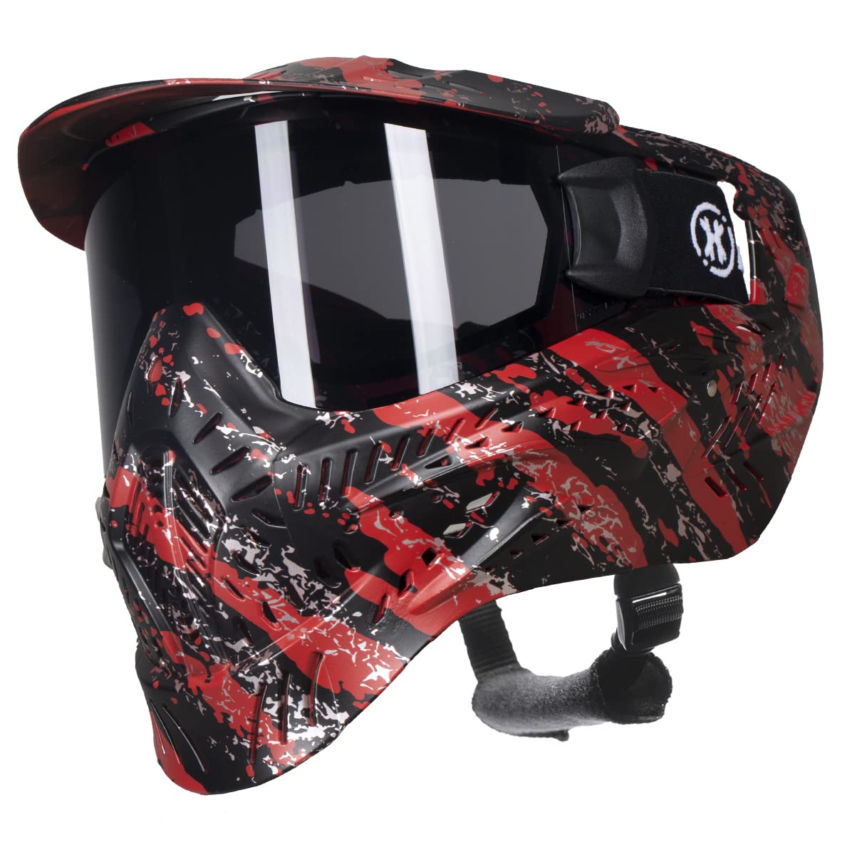 HK Army HSTL Goggle Paintball Airsoft Mask with Anti Fog Thermal Lens (Fracture Black/Red/Smoke Lens)