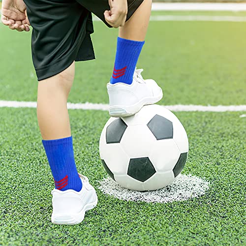 Kids Basketball Socks 6 Pairs - 7-10 Years Multicolor Athletic Sports Socks for Boys