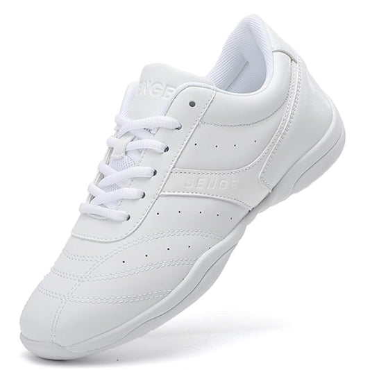 GlideMoves Little Kid Girls White Leather Tumbling Cheer Shoes - White, 10.5 Women/9.5 Men