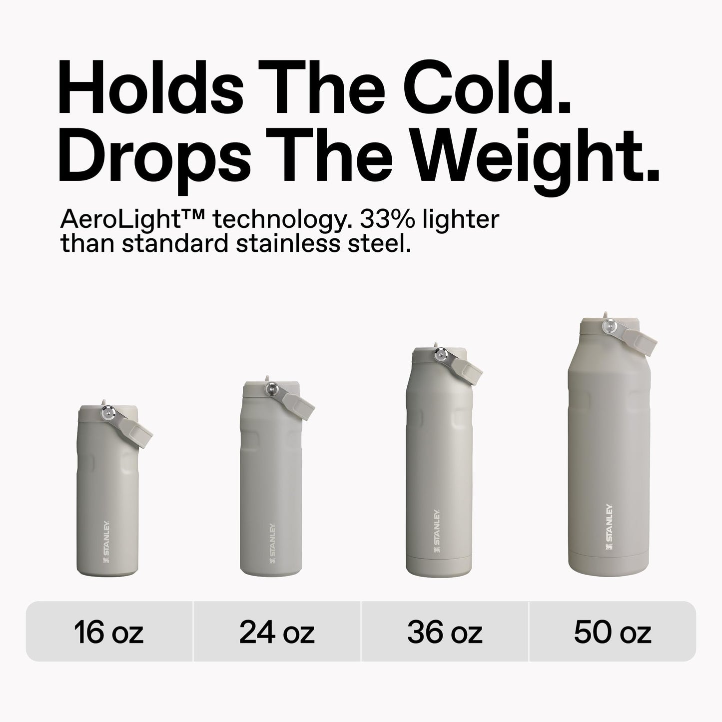 Stanley IceFlow Flip Straw 2.0 Water Bottle 50 OZ | Built-In Straw with Larger Opening | Lightweight & Leak-Resistant | Insulated Stainless Steel | BPA-Free | Ash