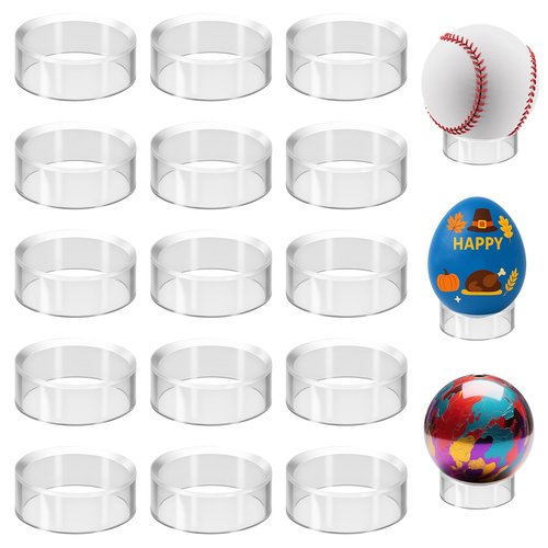 LIQWEI 15Pcs Clear Baseball Holder, Baseballs Stand for Display, Round Spheres Holder Softball Displays Stand, Golf Balls Display Case for Golf Ball, Baseball, Softball, Tennis Ball, Spheres