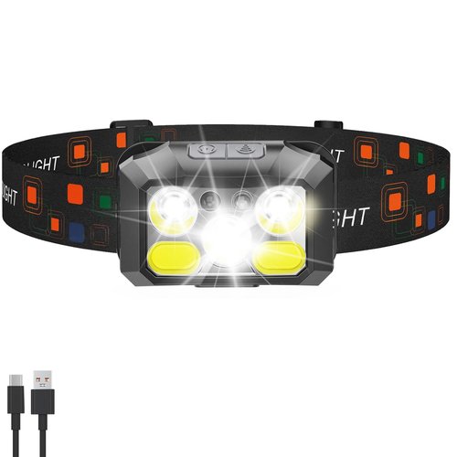 BeaMystGear Headlamp Rechargeable LED, 400 Lumens with Red & White Light, 8 Modes, USB-C Charging, IPX4 Waterproof, for Running, Hiking, Fishing, and Camping