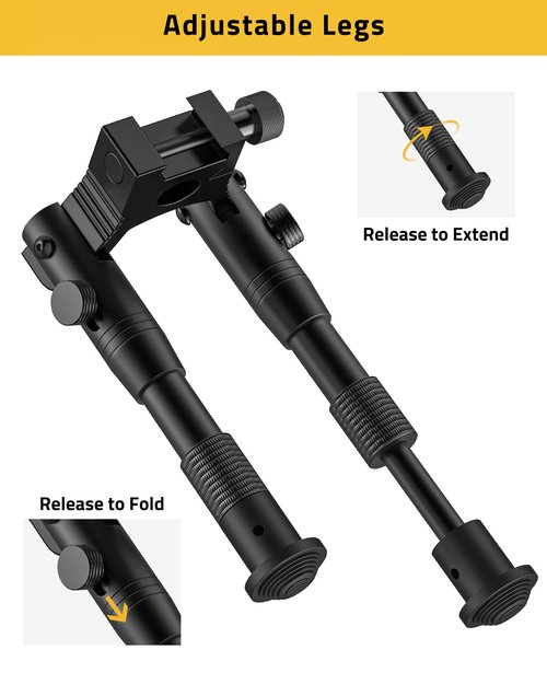 CVLIFE 3-in-1 Rifle Bipod Picatinny Bipod with Swivel Stud Adapter & Barrel Clamp Adapter for Shooting and Hunting