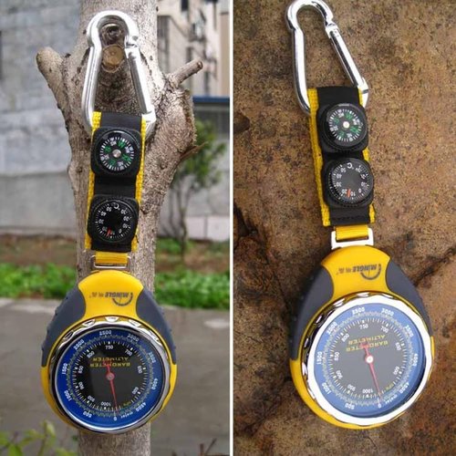 JUJU LLMM 3-in-1 Altimeter Compass for Hiking, Accurate Barometer Dial Tracker for Outdoor Sports, Professional Skiing Skydiving Handheld Gear Portable Gauge Weather Forecast Battery-Free