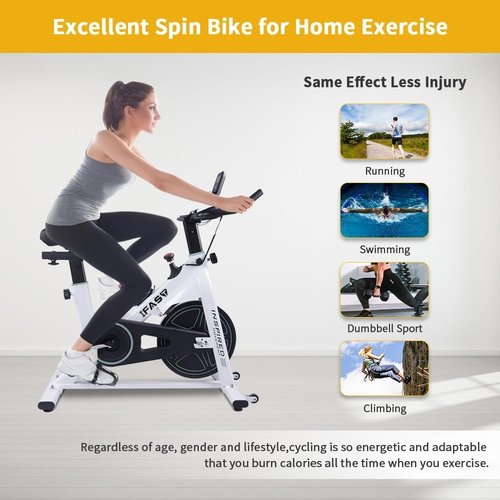 Adjustable Resistance Indoor Exercise Bike with LCD Monitor, Quiet Magnetic Drive, Stable Flywheel, Home Gym Cardio Trainer for Weight Loss and Fitness