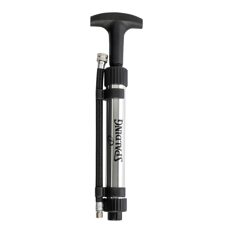 Spalding Dual Action 6" Chrome Ball Pump - Ideal for Basketball, Volleyball, Football, Soccer, Rugby (Includes Needle) - Variation: Dual Action