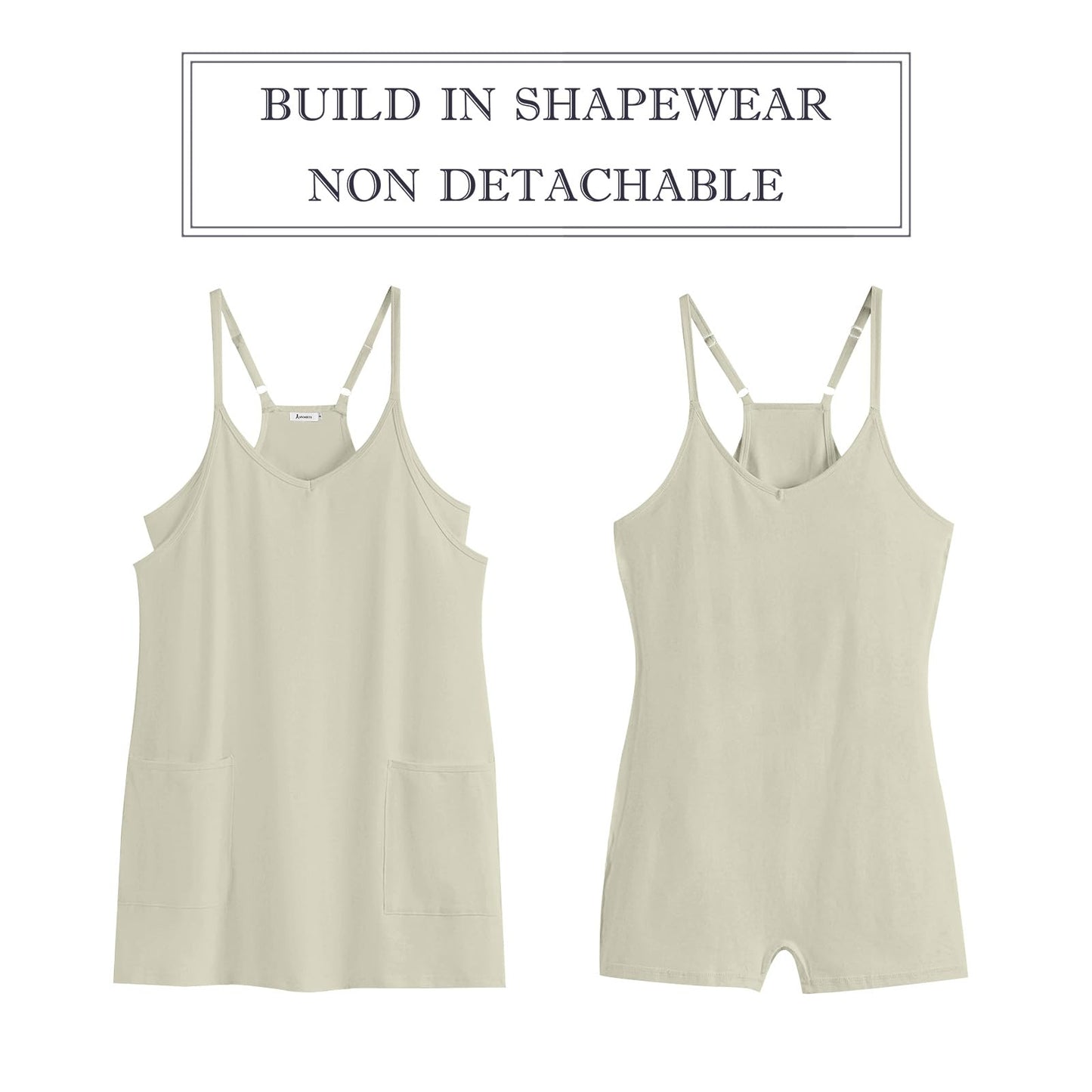 ANRABESS Women Athletic Dress Summer Tennis Workout Active Sports Mini Romper Dress Built in Shorts Travel Vacation Clothes Light Grey Medium