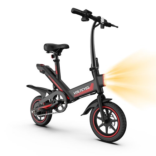 Electric Bike for Adults Teens, 14" Folding Electric Bicycle,Commuter City E-Bike with 350W Motor and 36V 10.4Ah Battery,3 Levels Assist, Dual Disc Brakes,40 Miles PAS Range Mini E Bikes (Black&Red)