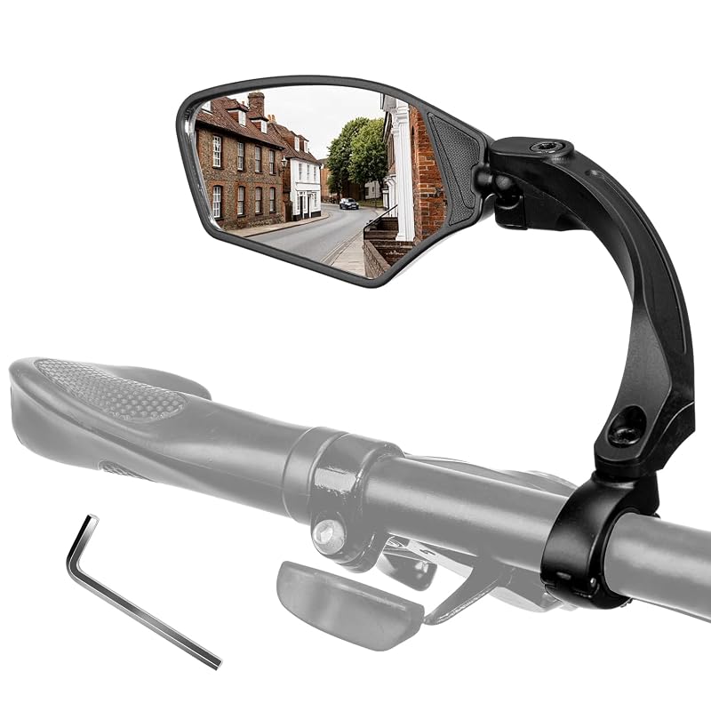 KEMIMOTO Bike Mirrors 2 Pack Wide-Angle HD Rear View, 360° Adjustable