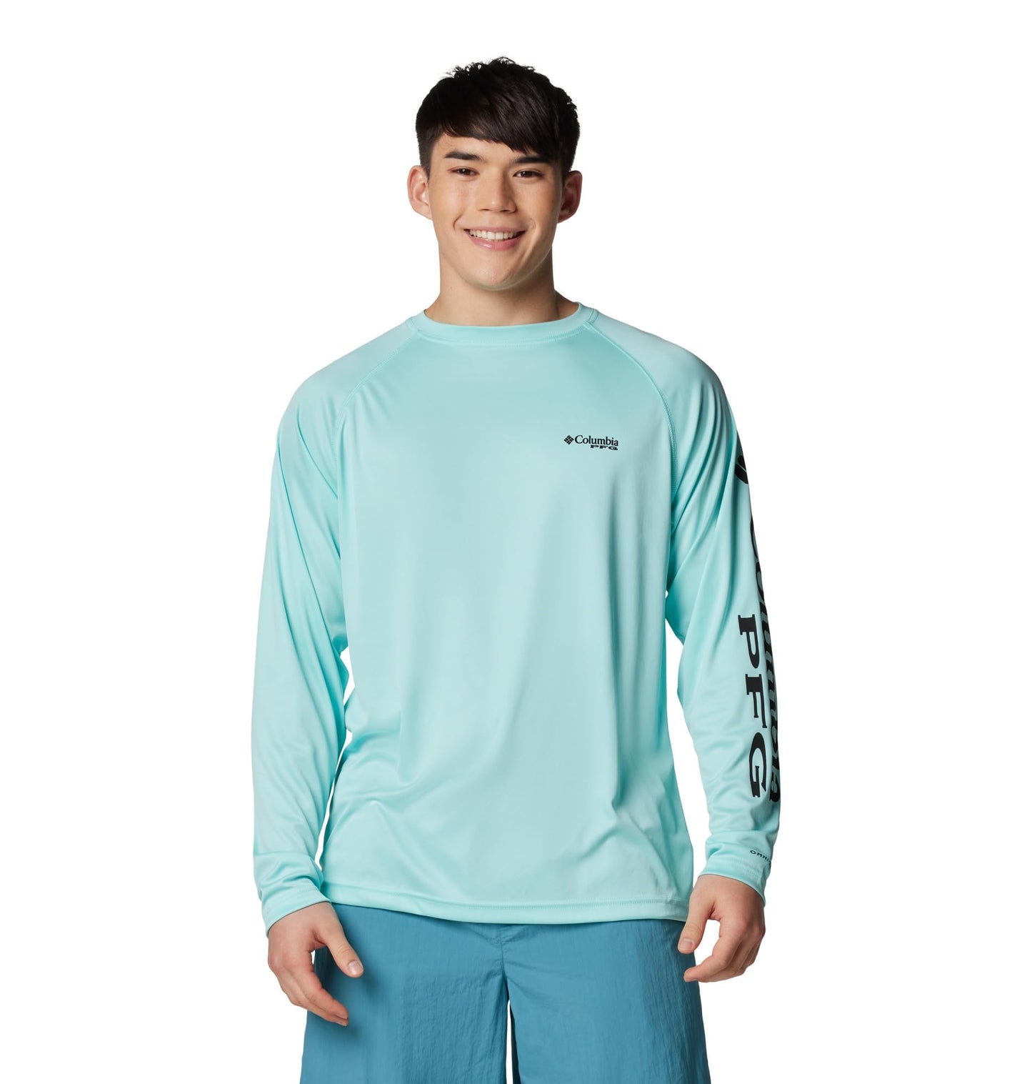 Columbia Men's PFG Terminal Tackle Long Sleeve Fishing Shirt, Gulf Stream/Black Logo, XX-Large