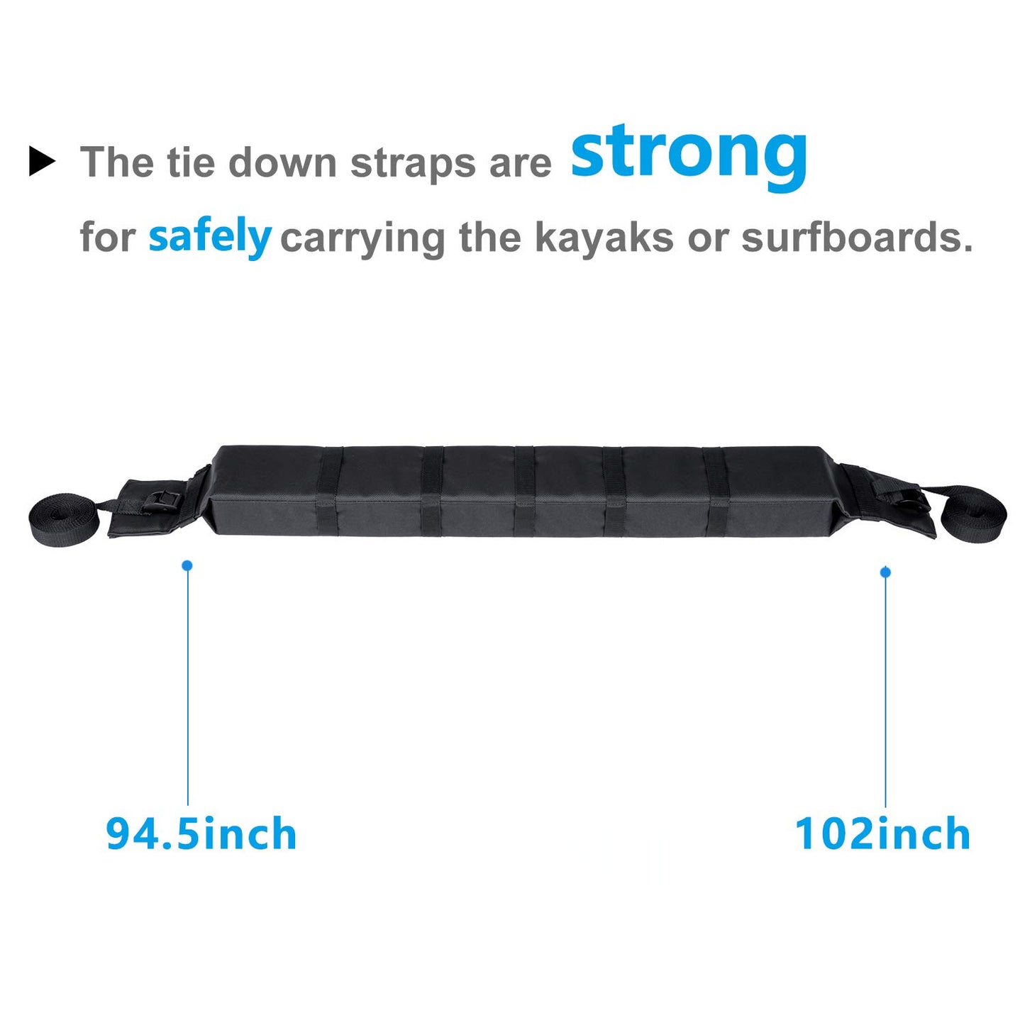 AQUARM Kayak Roof Rack Pads Deluxe Upgrade Universal Car Soft Roof Rack for Canoe/Paddle Board/SUP with Adjustable Steady Tie-Down Straps/Ropes/Hooks/T-Straps and Storage Bag