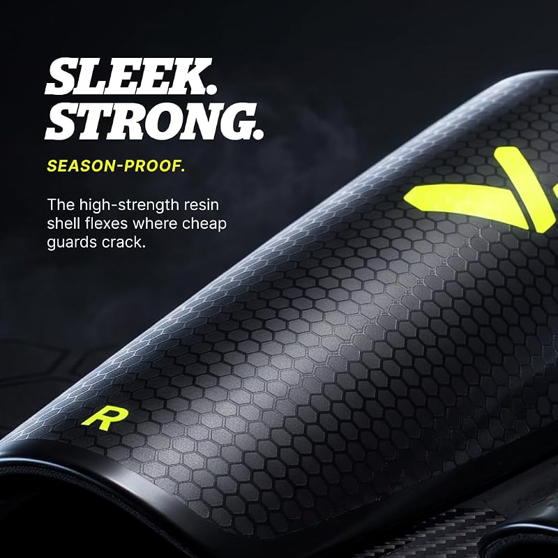 Storelli Slip-In Soccer Shin Guards for Adults, Youth & Kids - Black, Large