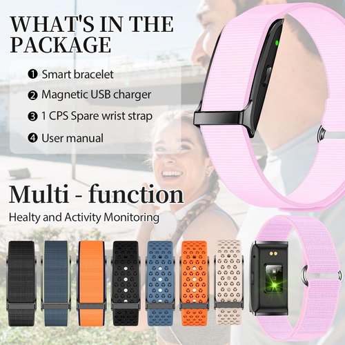 Smart Health Wristband for Men Women, Wearable Activity & Fitness Tracker with GPS, 100+ Sport Modes, Measuring Heart Rate, Health, Sleep, Stress, IP68 Waterproof Health Tracker with Free App, Pink