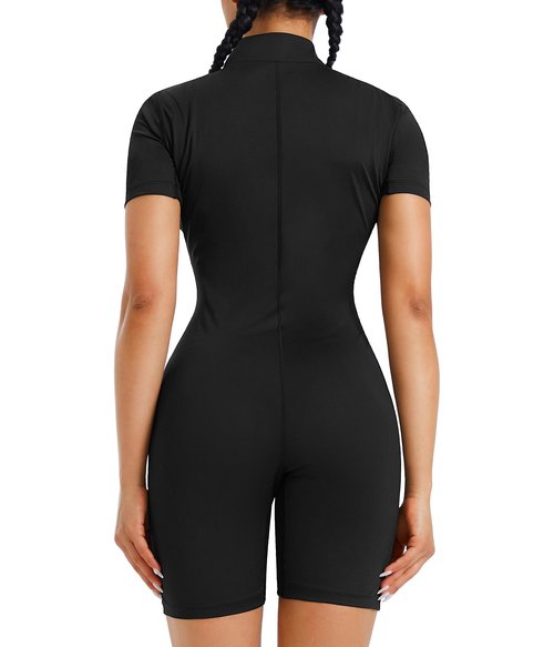 Junlan Sauna Suit for Women Full Body Jumpsuit Waist Trainers for Women Belly Fat Workout Sweat Suit(Black,Large)