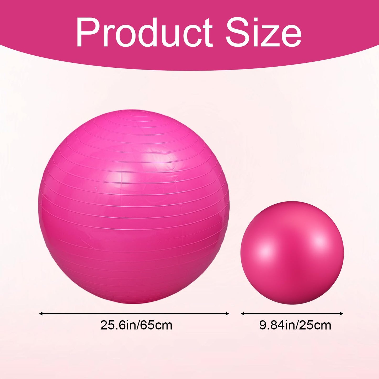 Kifmurase 2PCS Yoga Ball, 25Inch Thicked Anti-Burst Exercise Balls for Workout Stretching Stability, Non-Slip Balance Ball Equipment for Women Pilates Physical Therapy Pregnancy Labor Birthing Fitness